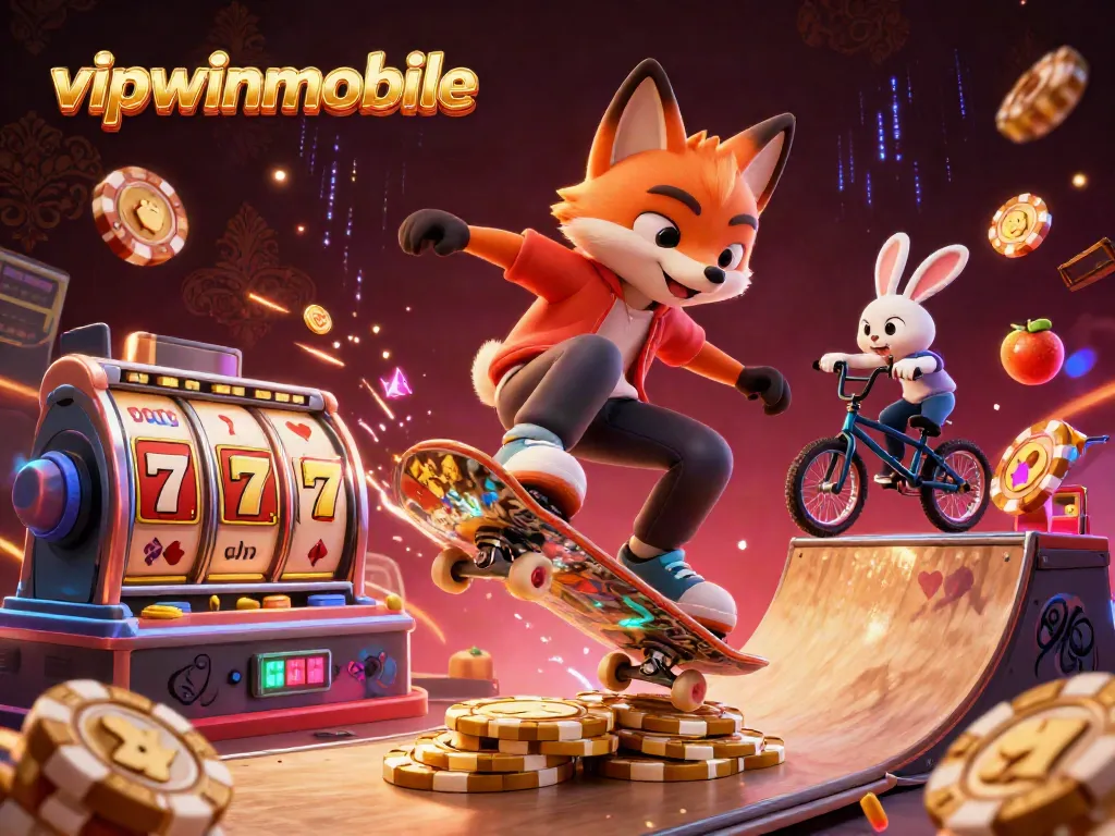 Experience gaming excitement with vipwinmobile in a vibrant, action-packed casino scene.