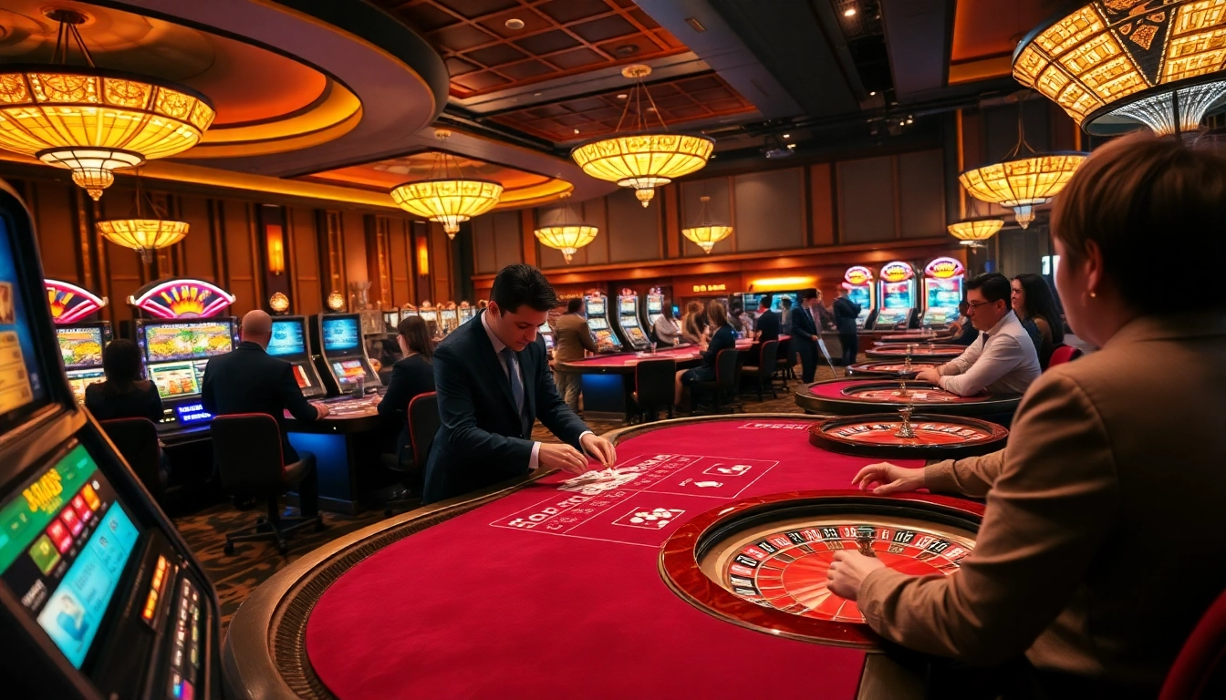 Exciting casino experience at RR 88 with vibrant slot machines and professional croupiers.