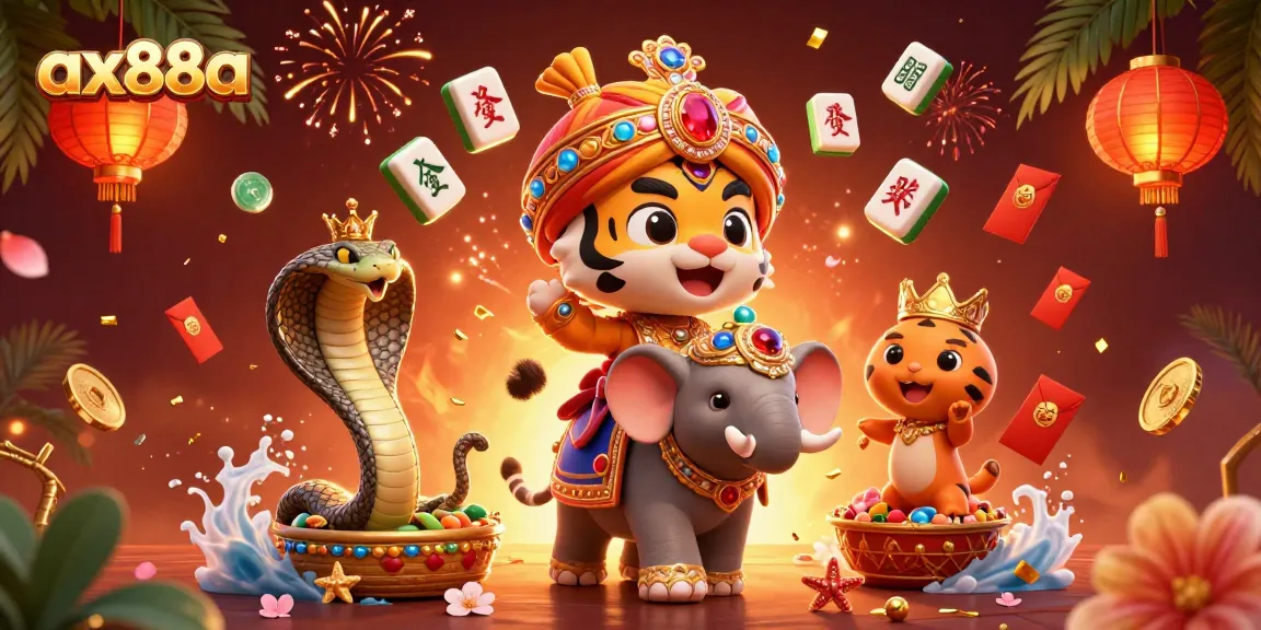 Experience thrilling slots at ax88a with a vibrant illustration depicting jackpots and rich casino themes.