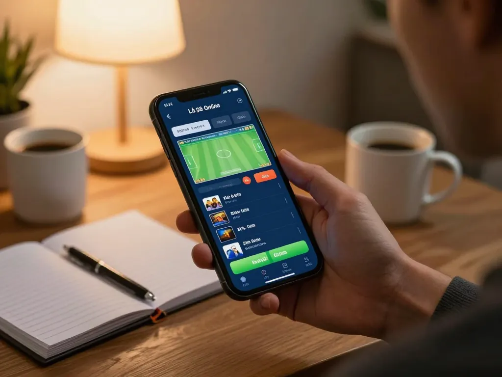 Lô Đề Online mobile betting scene showing a player engaging with an app in a cozy home setting.