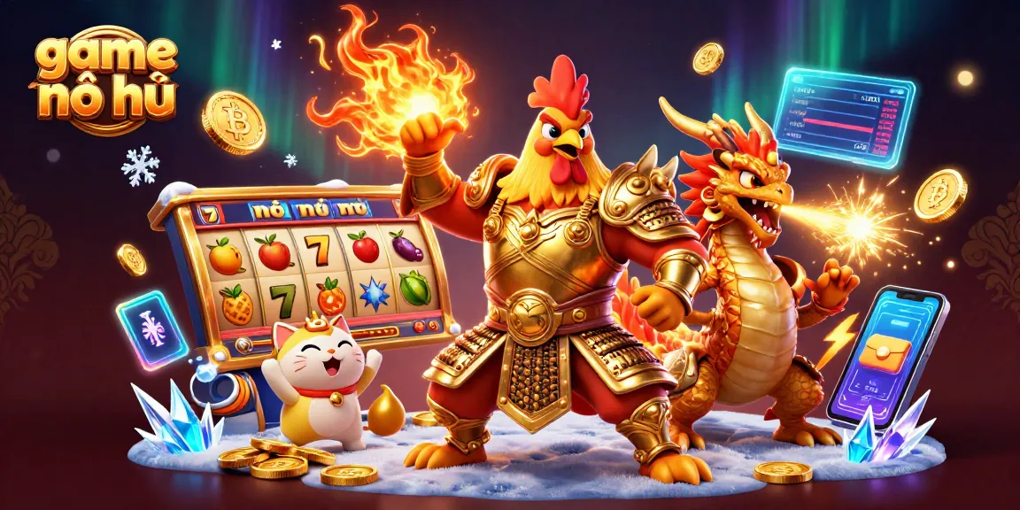 Spin thrilling game nổ hũ slots with vibrant characters and casino elements in a dynamic scene.