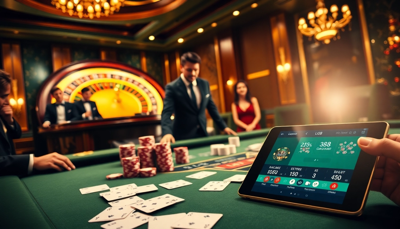 Experience high-stakes excitement with LC88 at a luxurious casino game table featuring vibrant poker chips.