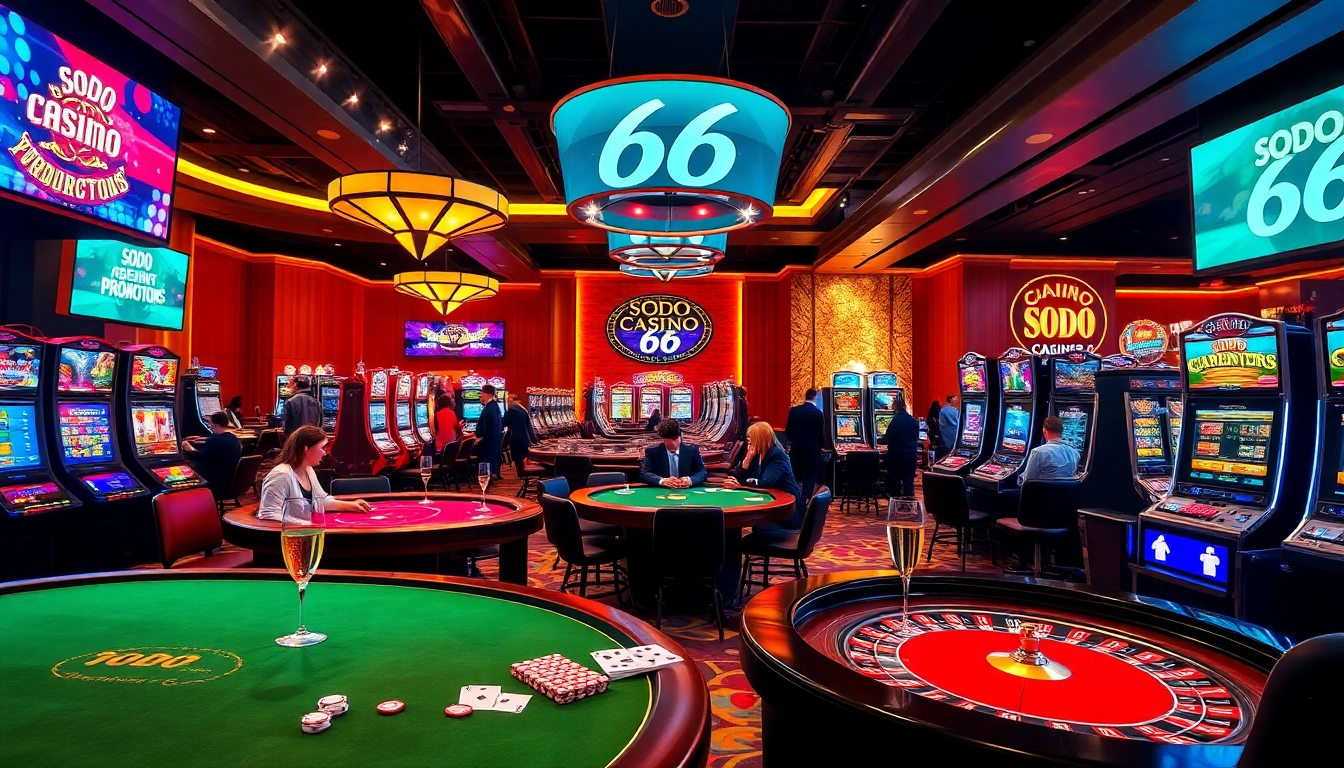 Casino gaming excitement at SODO CASINO 66 with vibrant tables and players engaged in thrilling action.