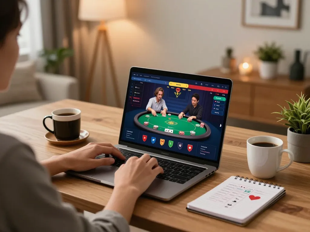 Engaging in strategic gameplay at 56WIN's online casino on a modern laptop.