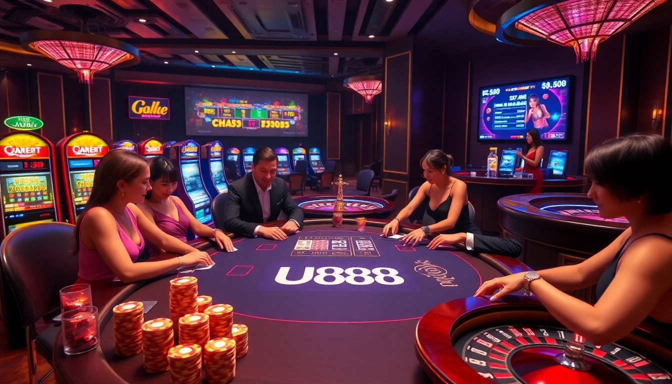 Experienced players engaging in high-stakes poker at the U888 casino table