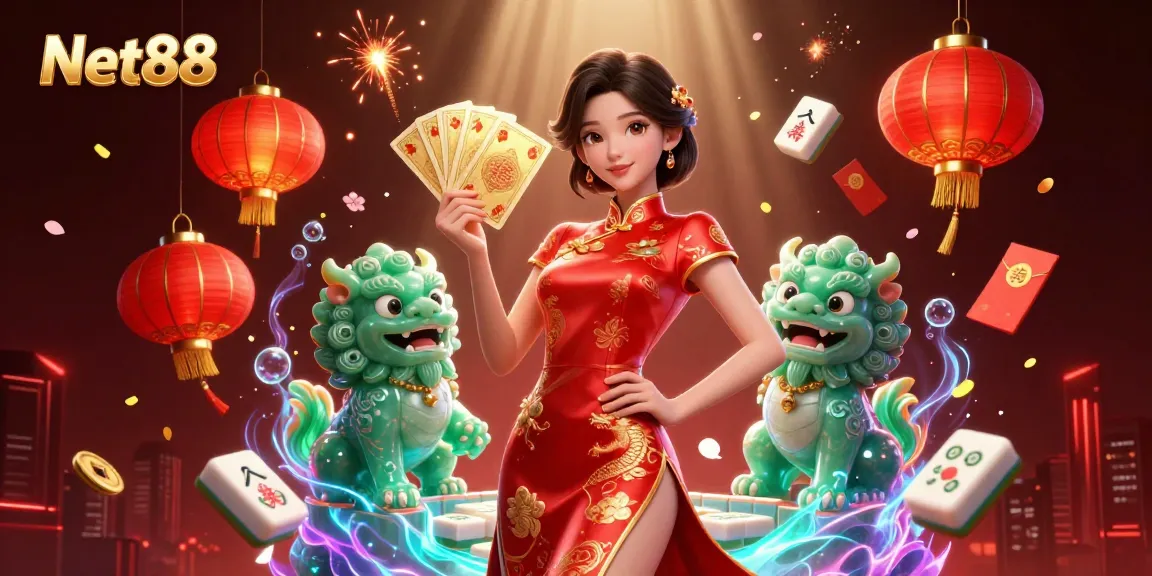 Engaging Net88 online casino scene with vibrant characters and dynamic casino elements