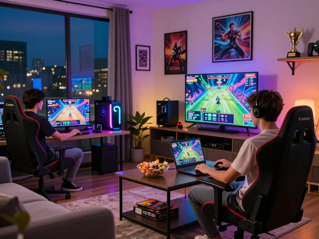 Engaged online player enjoying gaming on go-88.us.com in a cozy, vibrant living room.
