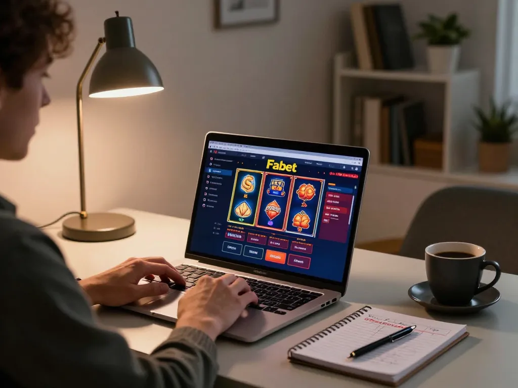 Engaging in online gambling at Fabet with a strategic poker game displayed on a laptop.