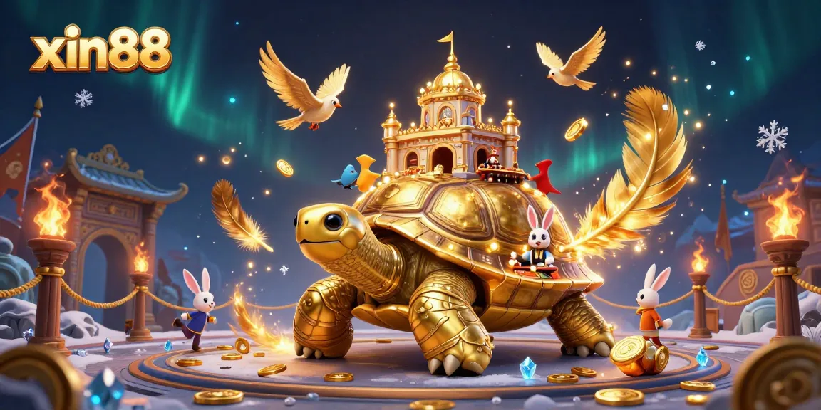 Experience excitement at xin88, with a giant tortoise casino and bird dealers amid golden coins