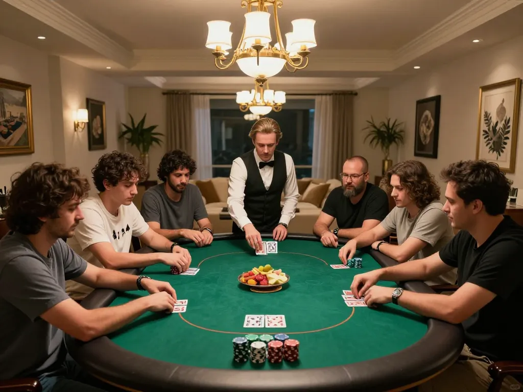 Watch players engage in a thrilling poker game at home, showcasing the excitement of alo8's online community.