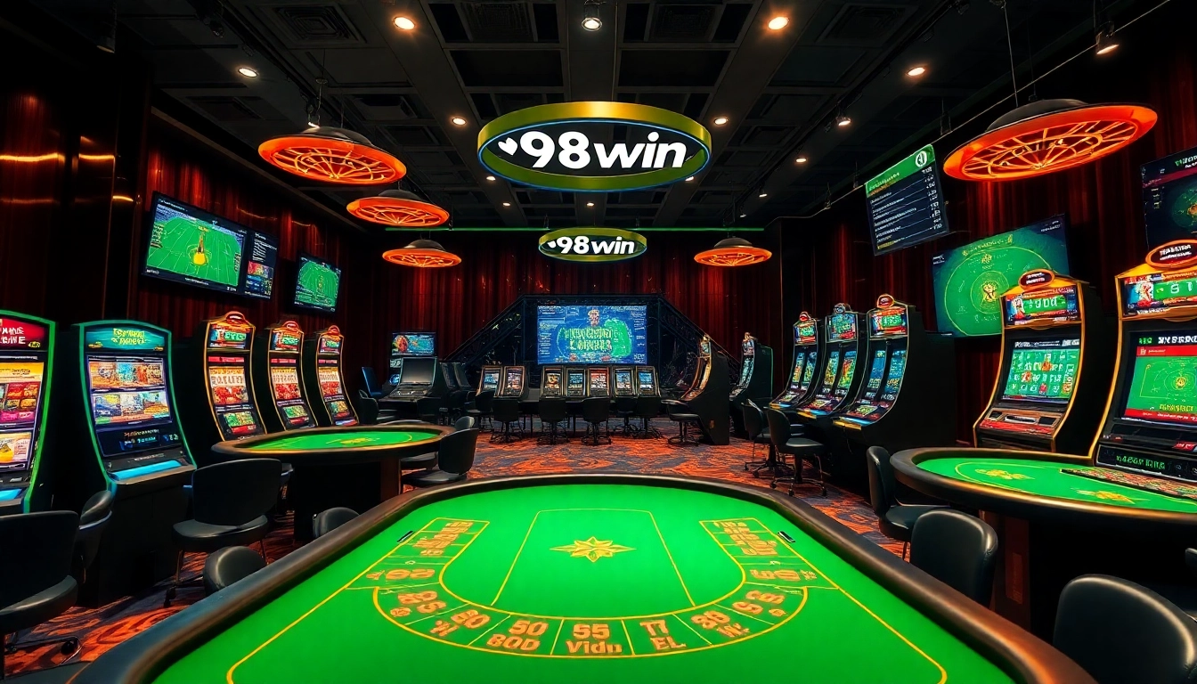 Experience the excitement of 98win with vibrant casino games and sports betting interfaces.